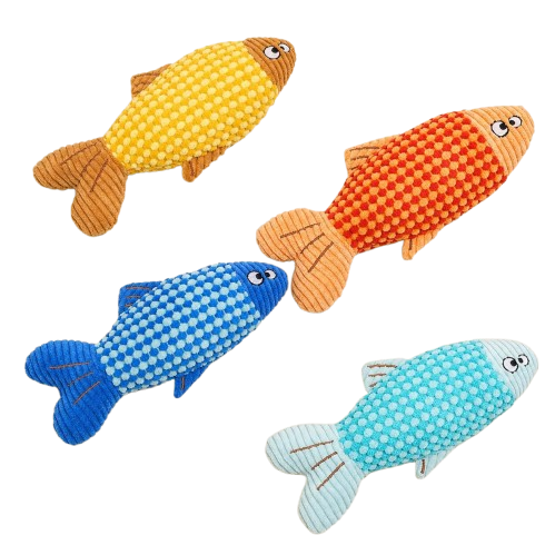 Textured Fish Plush Pet Toy, Colorful Fish Shaped Plush Toy for Pets
