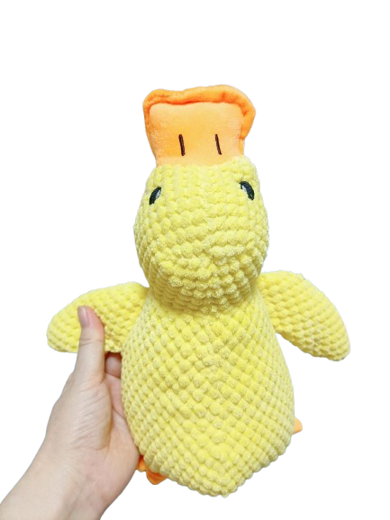 Squeaky Duck Dog Toy, Crinkle Plush Chew Toy for Puppies and Small Dogs